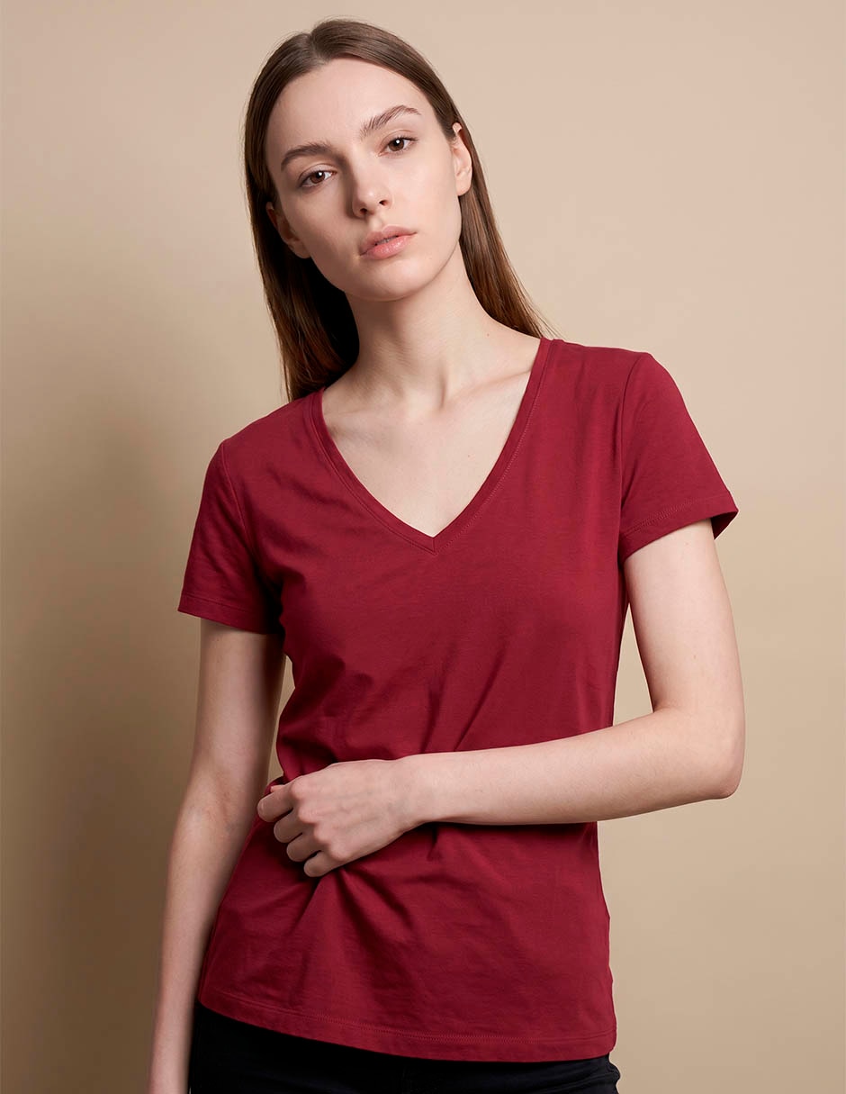 Playera manga corta BR Factory cuello v para mujer