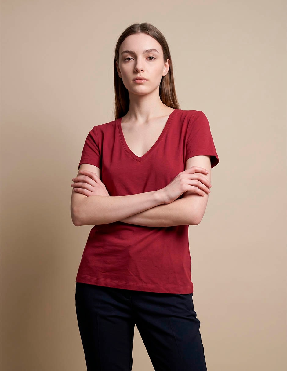 Playera manga corta BR Factory cuello v para mujer