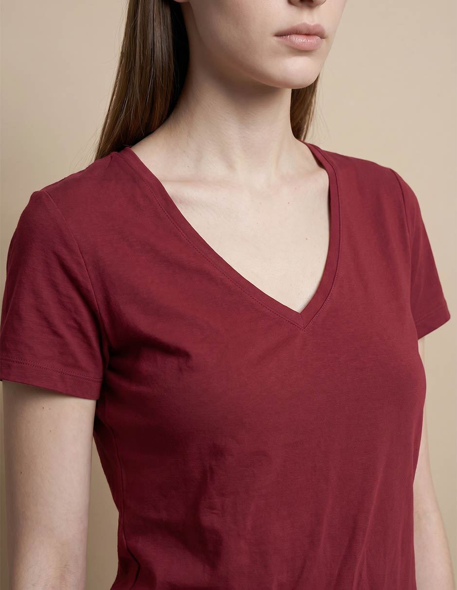 Playera manga corta BR Factory cuello v para mujer