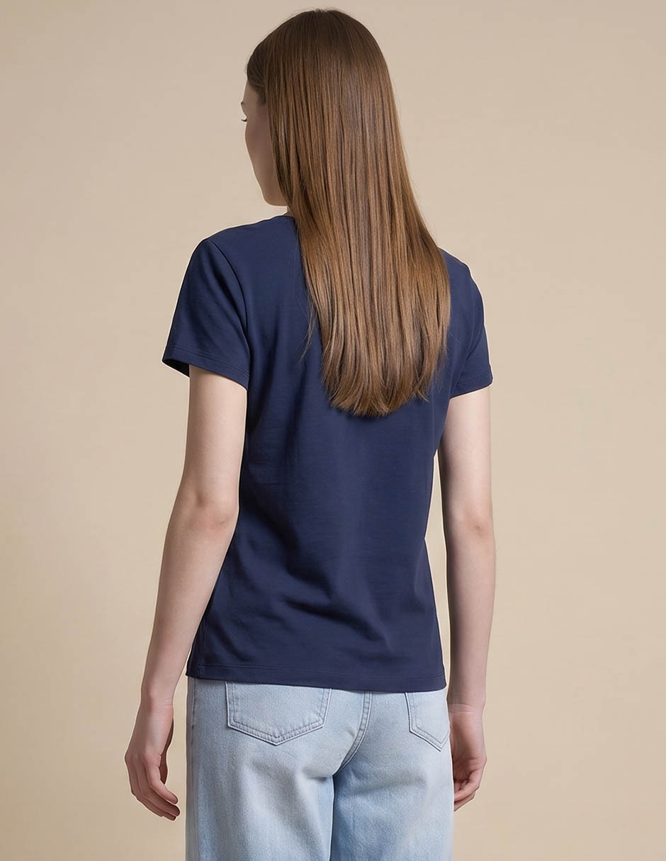 Playera manga corta cuello v para mujer 2