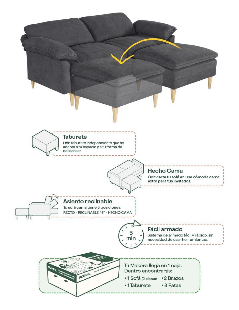 Sofá cama armable Remmy de memory foam 6