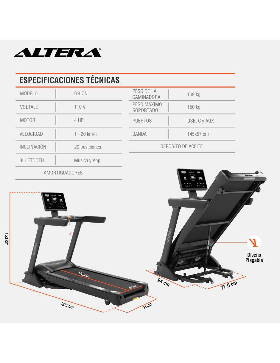 Caminadora profesional Altera Orion plegable