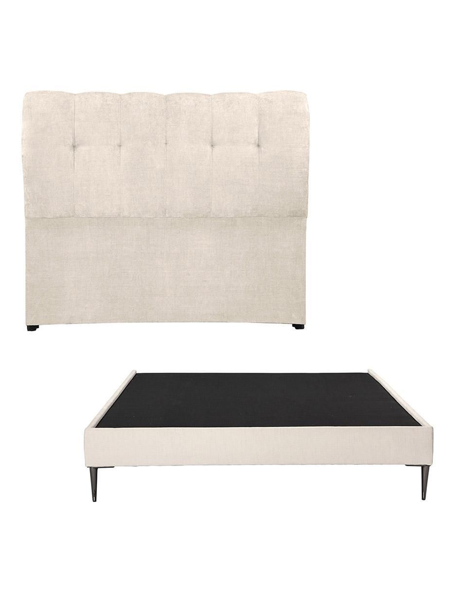 Cama nube base slim de madera y tela