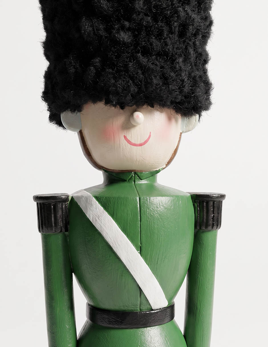 Figura decorativa navideña de soldado de madera