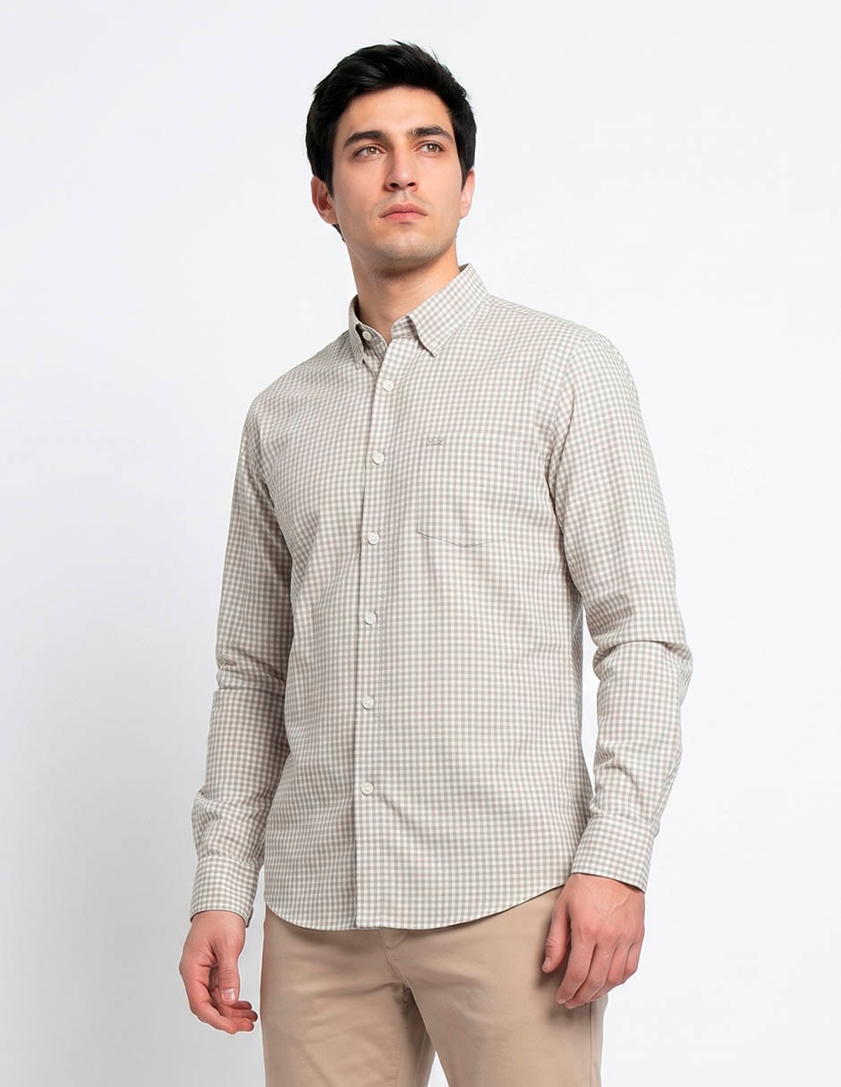 Camisa casual de algodón manga larga para hombre Camisa casual de algodón manga larga para hombre