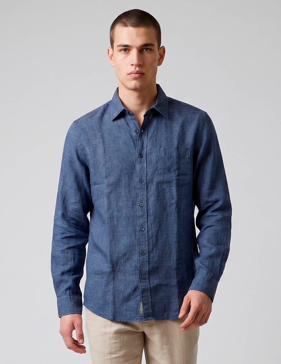 Camisa casual manga larga para hombre