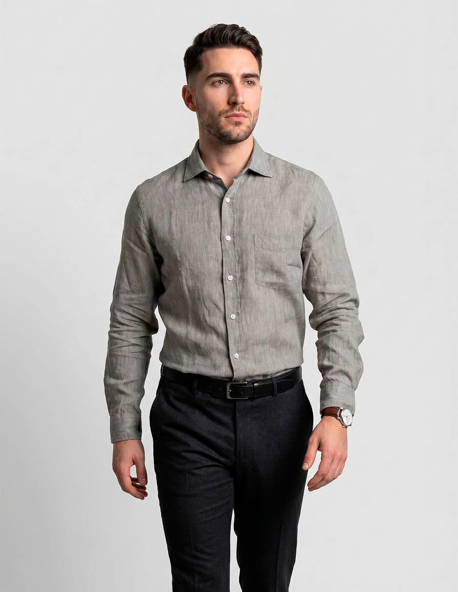 Camisa casual manga larga para hombre 1