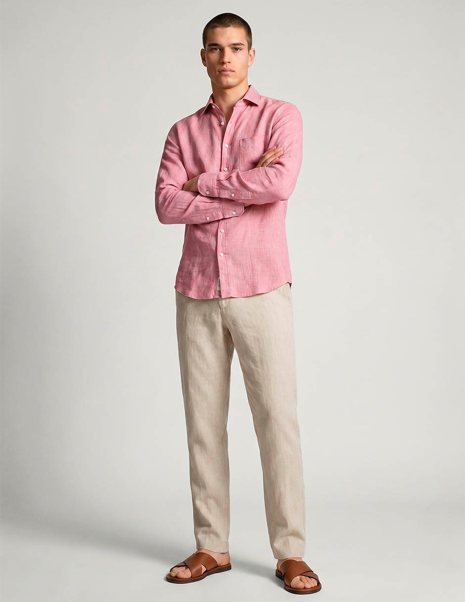 Camisa casual rodd & gunn manga larga para hombre