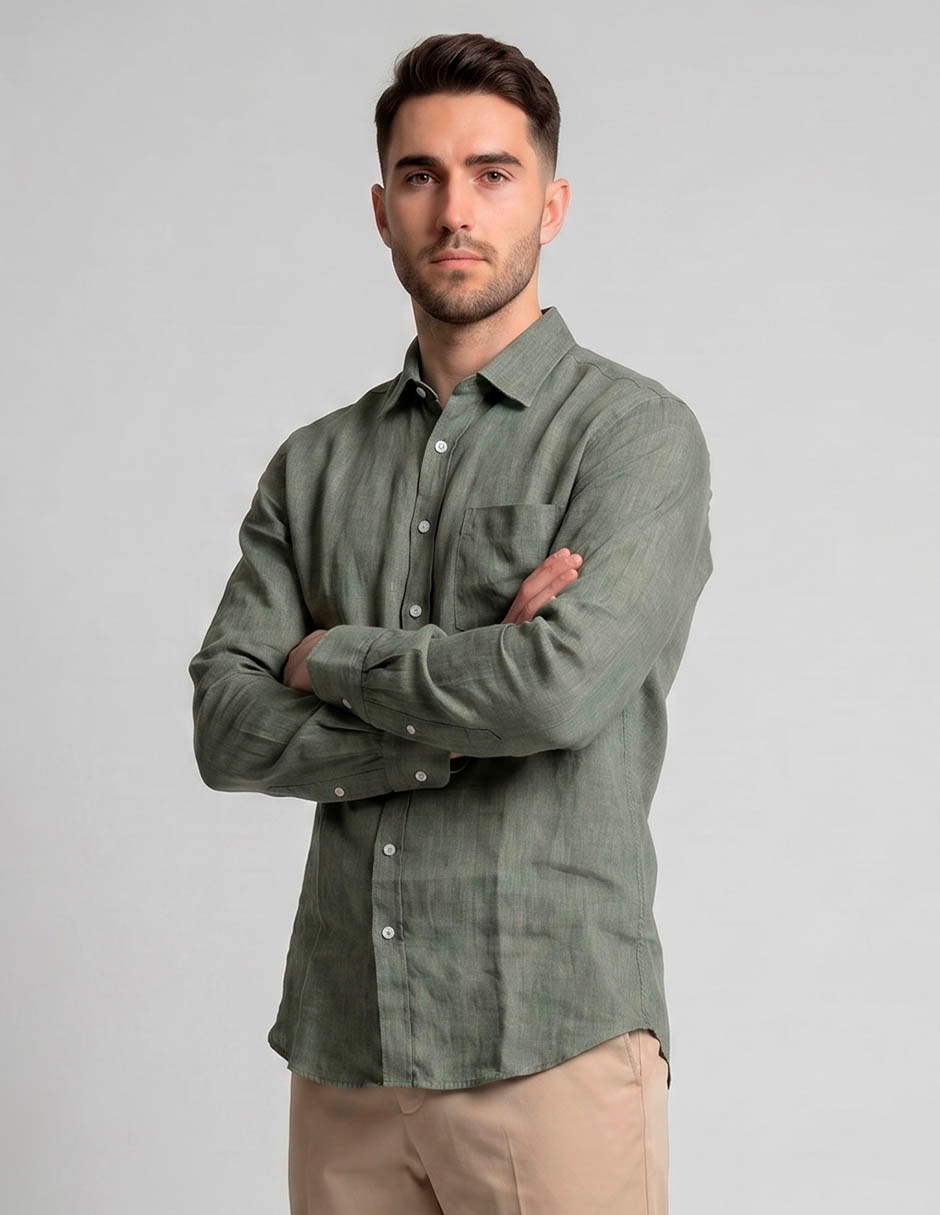 Camisa casual manga larga para hombre