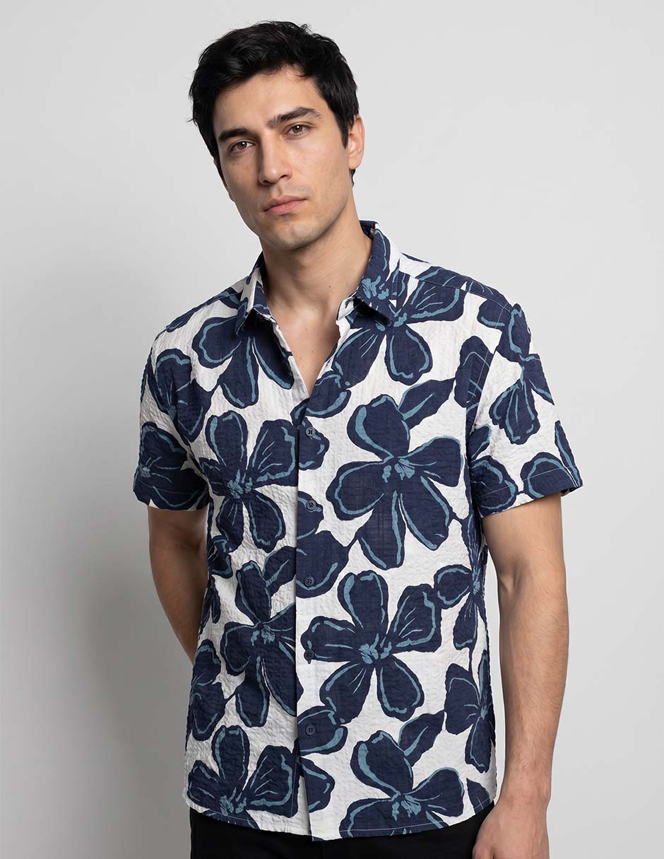 Camisa casual de algodón manga corta para hombre