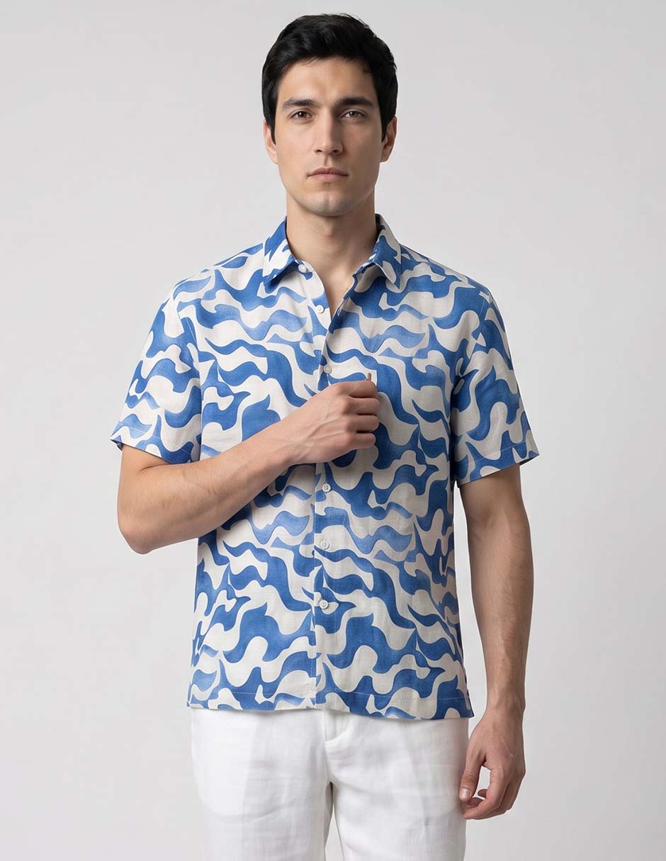 Camisa casual de algodón manga corta para hombre