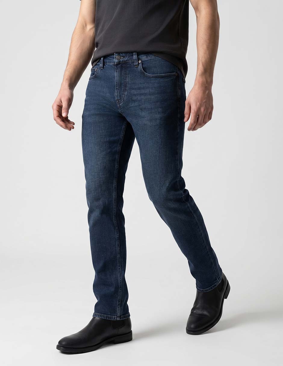 Jeans slim lavado obscuro para hombre