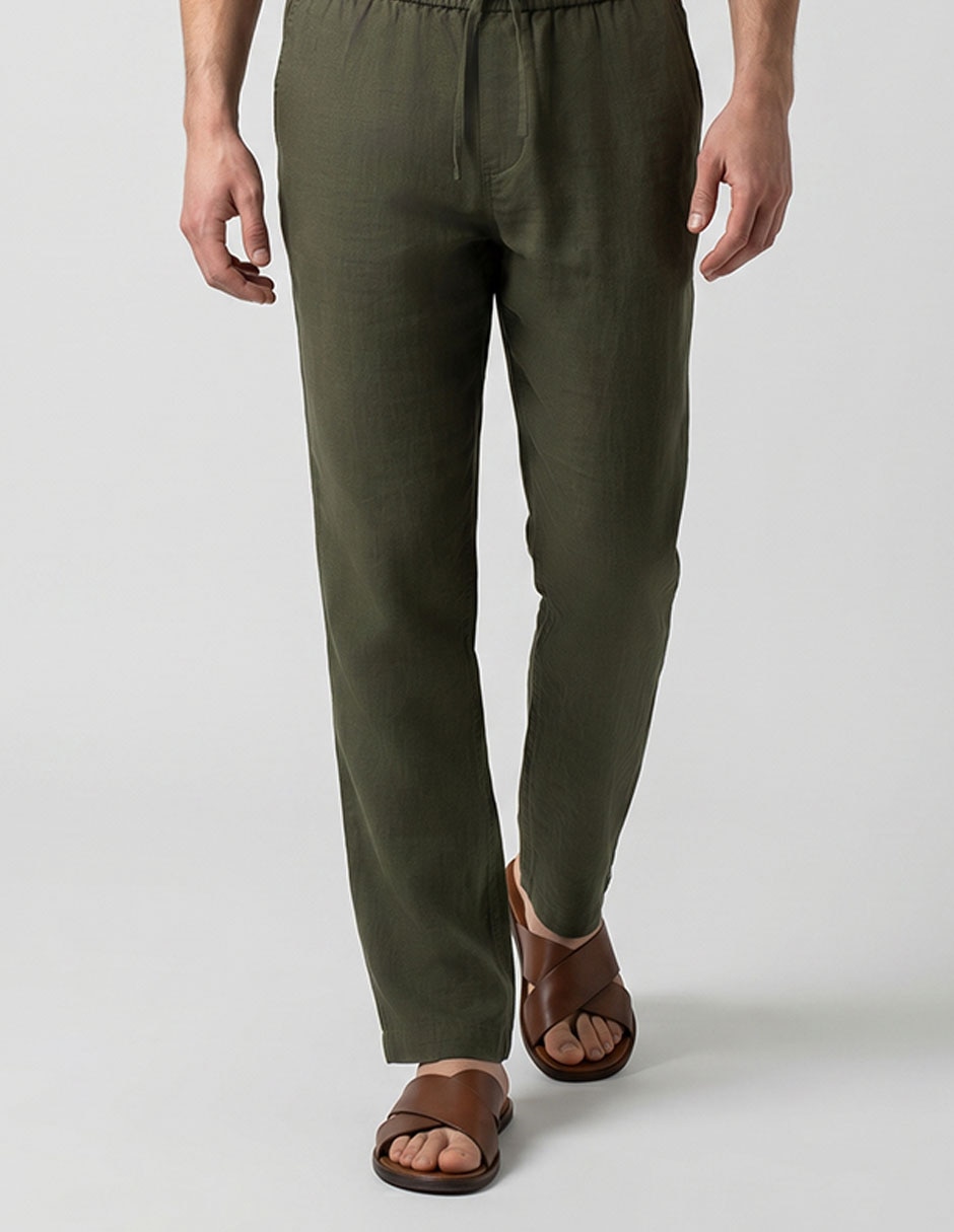 Pantalón business casual straight de algodón para hombre 1