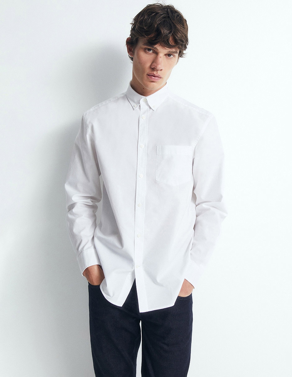 Camisa casual de algodón manga larga para hombre Camisa casual de algodón manga larga para hombre
