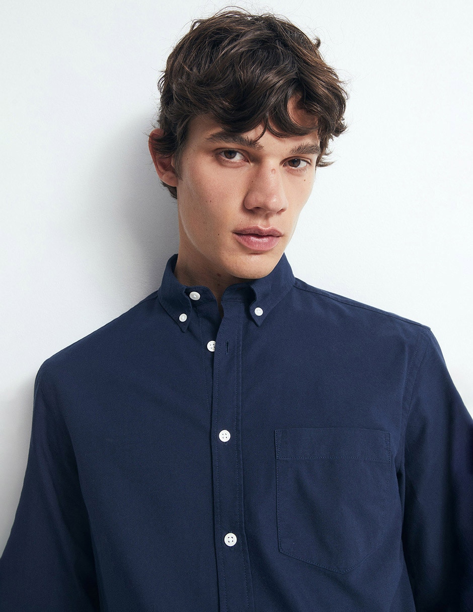 Camisa casual de algodón manga larga para hombre 8