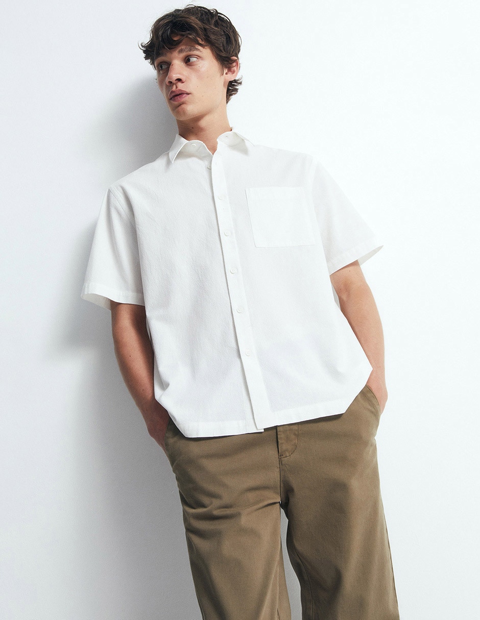 Camisa casual de algodón manga corta para hombre 5