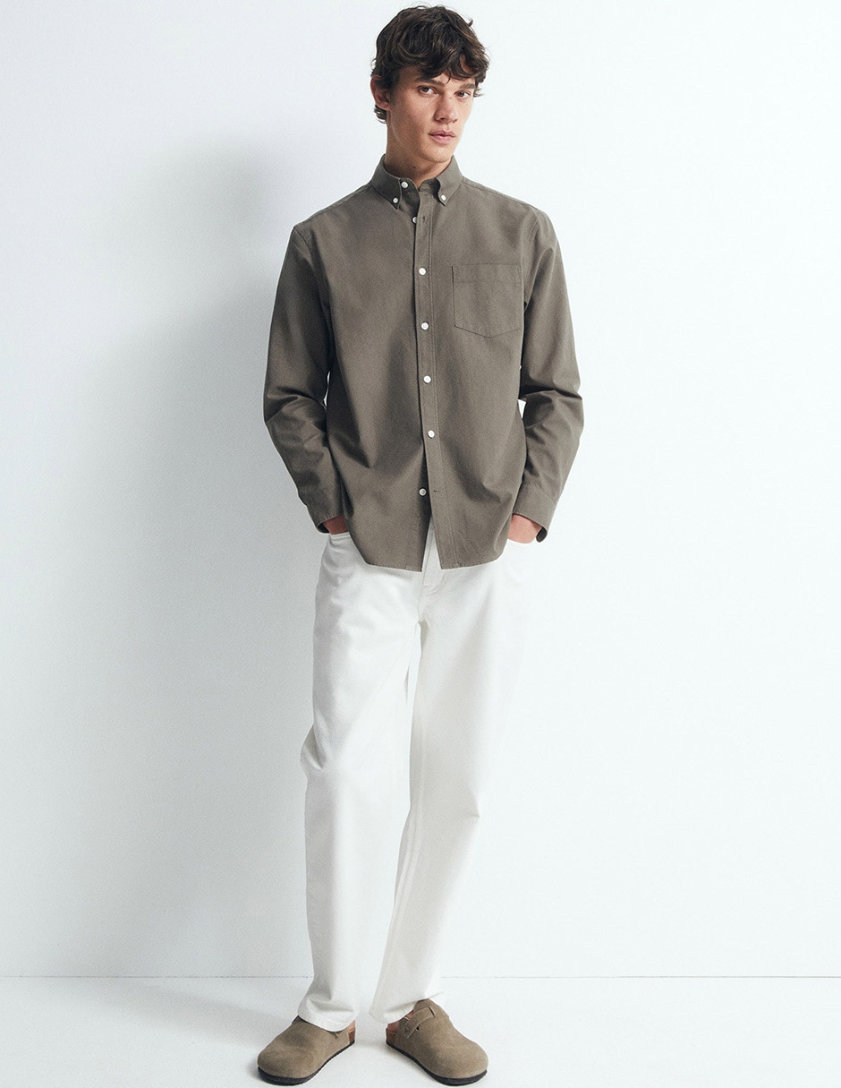 Camisa casual de algodón manga larga para hombre 5