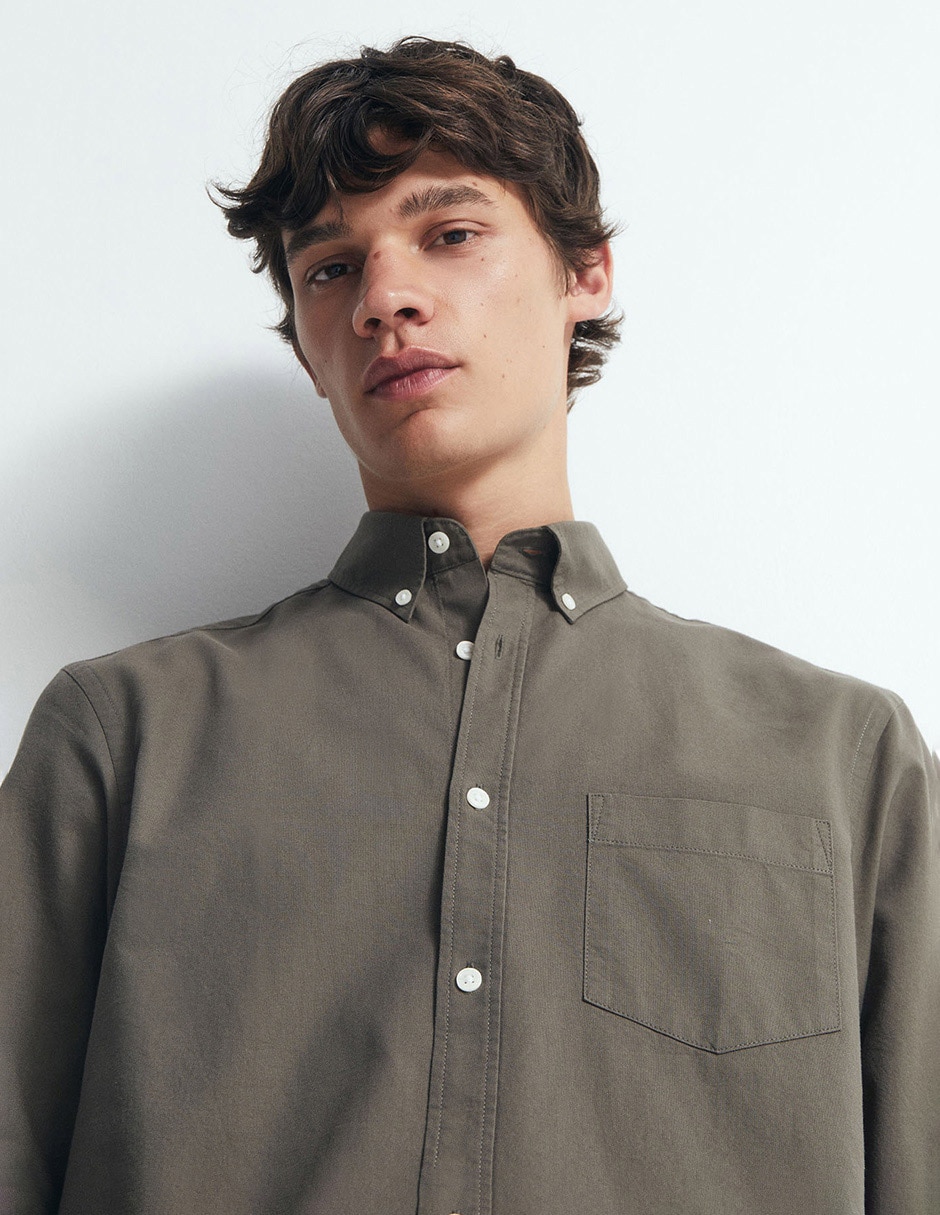 Camisa casual de algodón manga larga para hombre 4