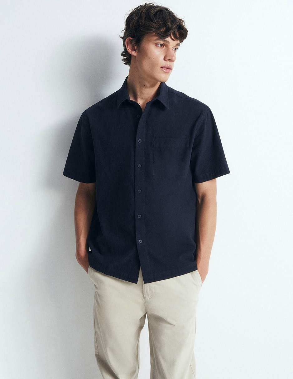 Camisa casual de algodón manga corta para hombre Camisa casual de algodón manga corta para hombre