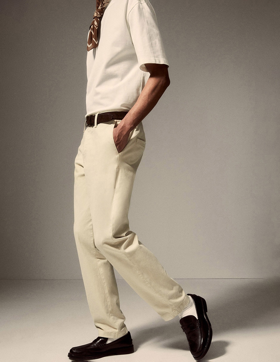 Pantalón casual straight de algodón para hombre