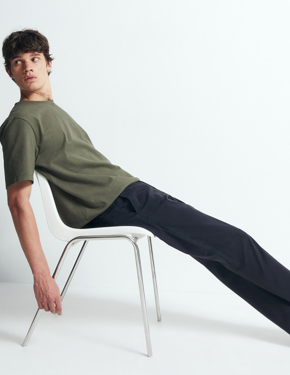 Pantalón casual straight de algodón para hombre 2