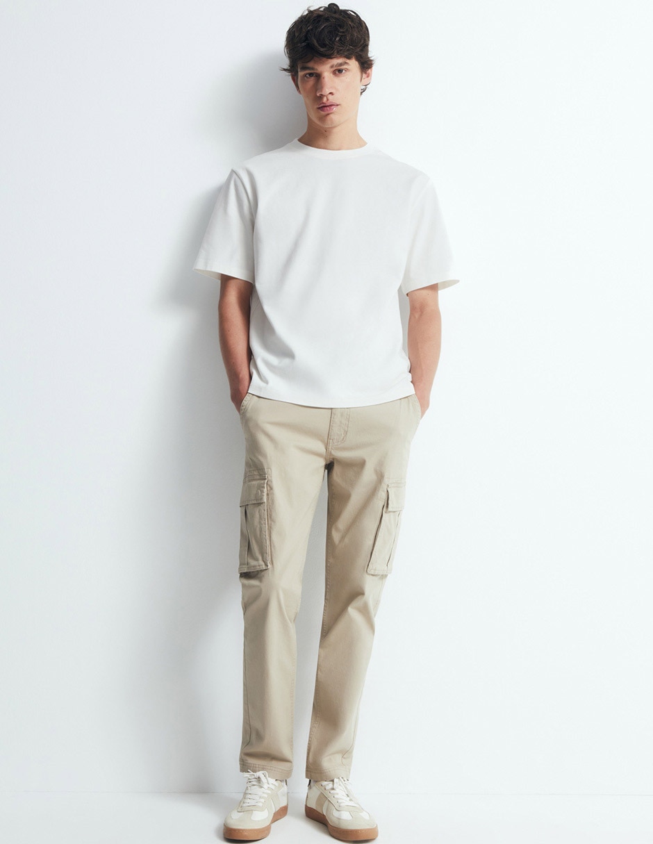 Pantalón casual cargo recto de algodón para hombre 5