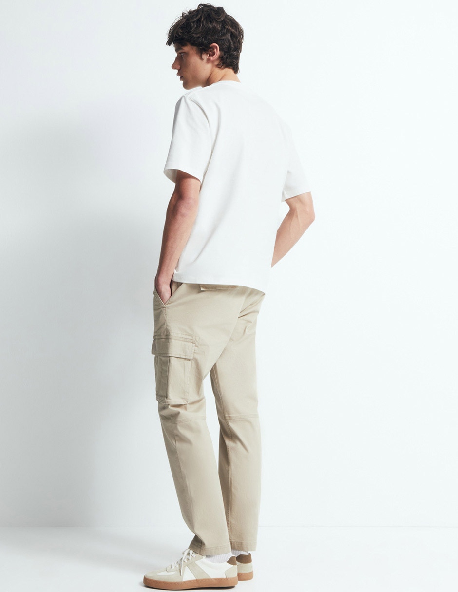 Pantalón casual cargo recto de algodón para hombre 7