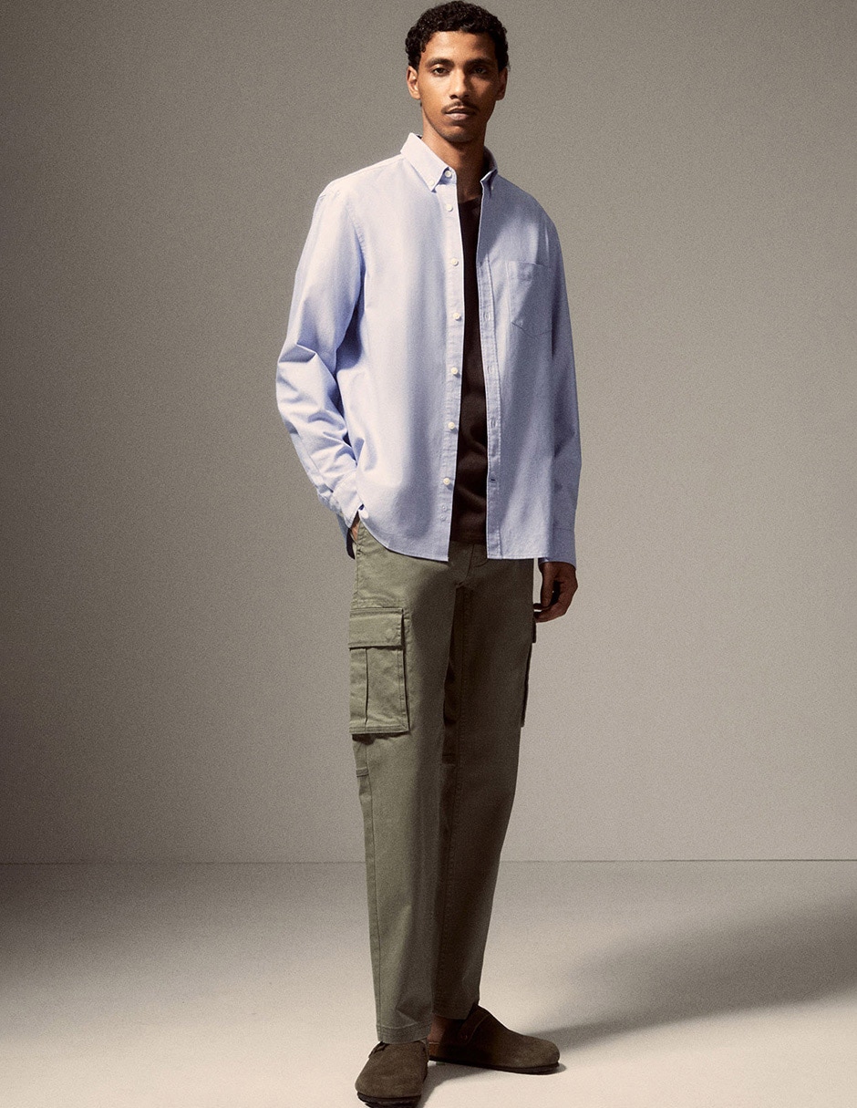 Pantalón casual cargo recto de algodón para hombre Pantalón casual cargo recto de algodón para hombre