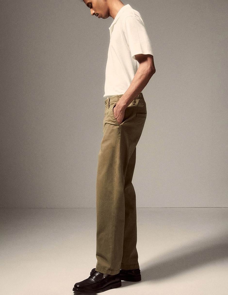 Pantalón casual straight de algodón para hombre