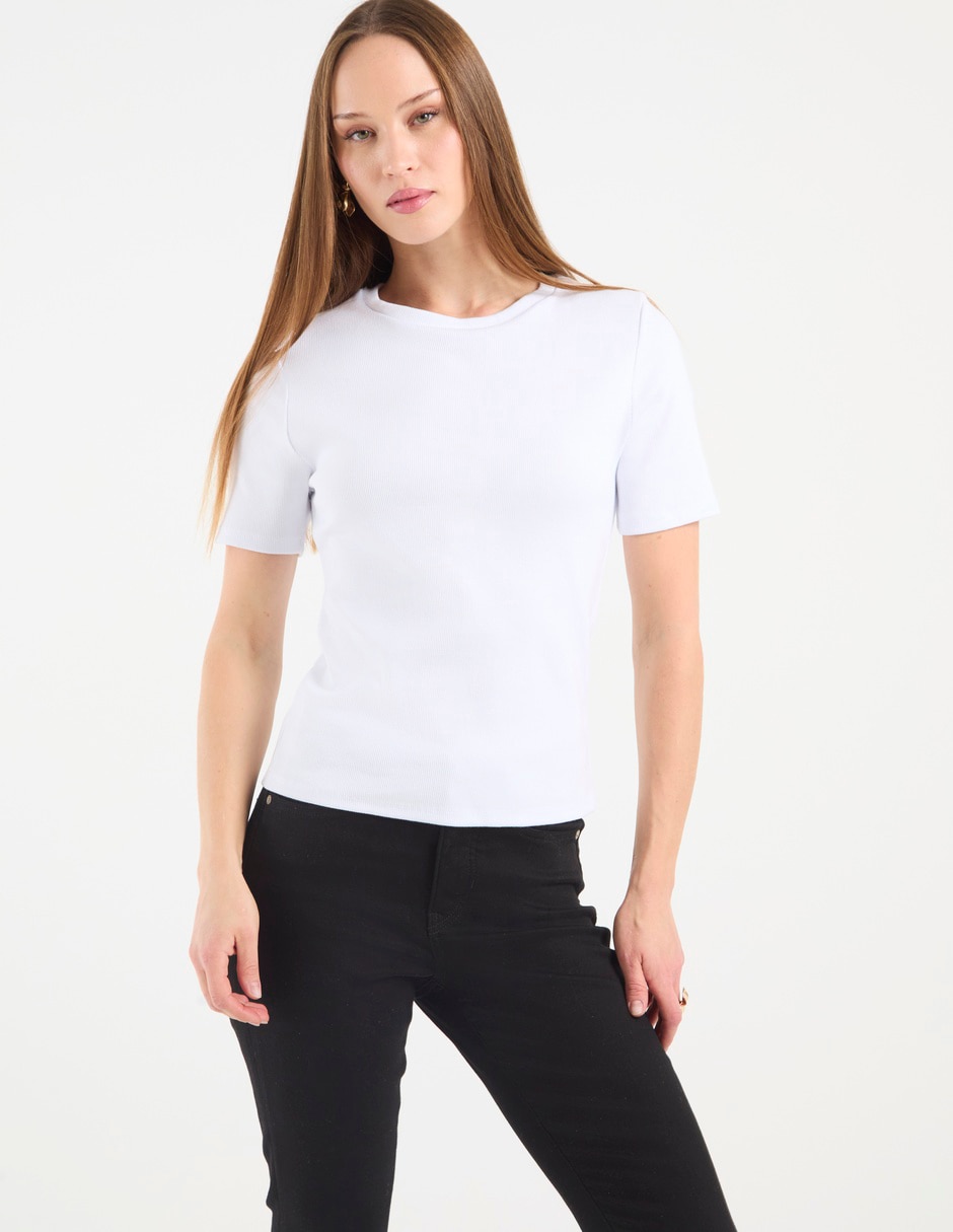 Playera manga corta cuello redondo para mujer