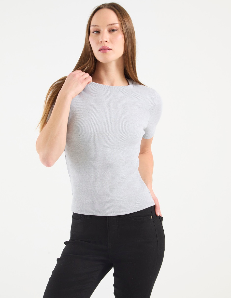 Playera manga corta cuello redondo para mujer 1