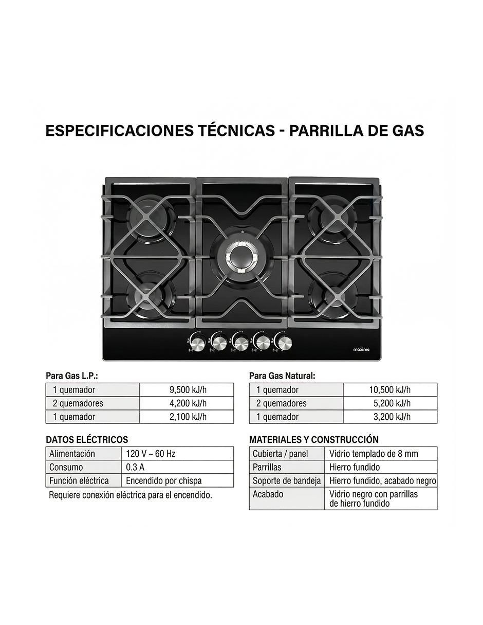 Parrilla a gas empotrable