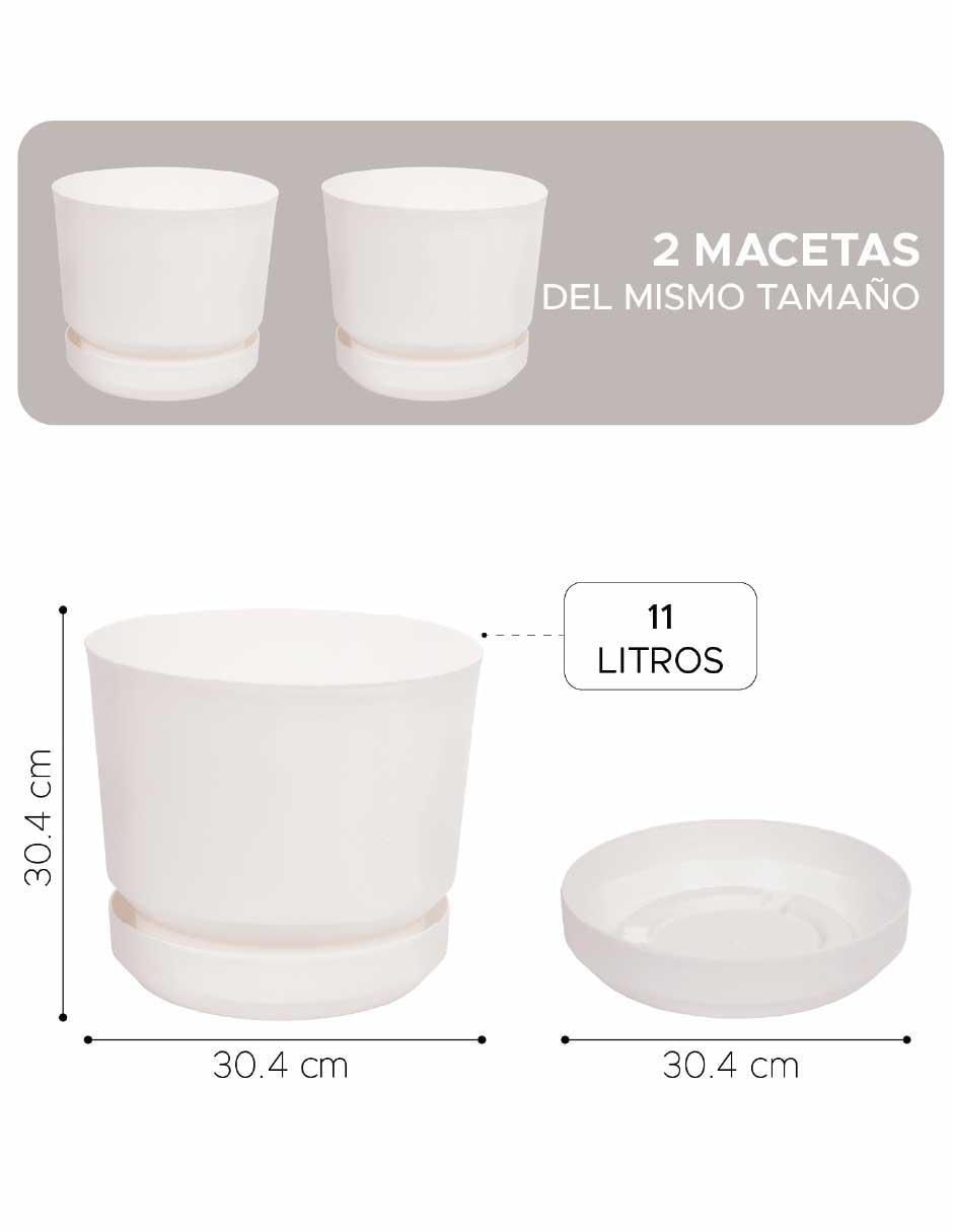 Set de macetas Elly de plástico con sistema automático de riego