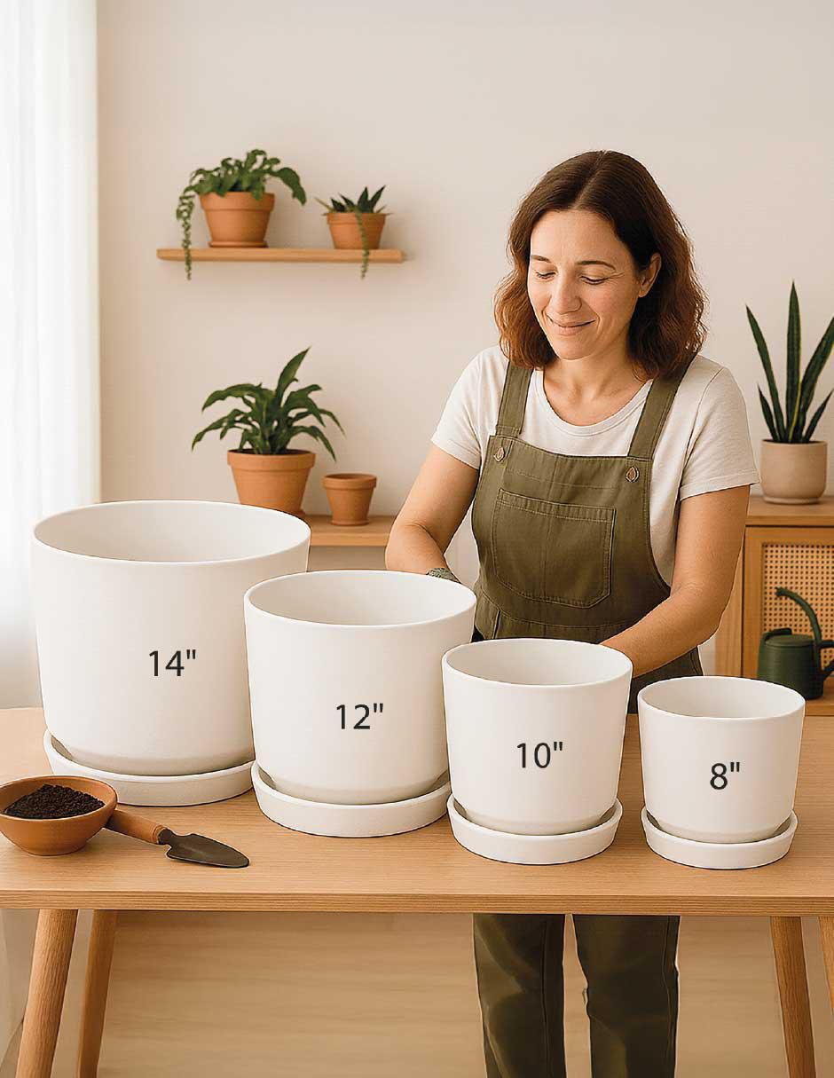 Set de macetas Elly de plástico con sistema automático de riego