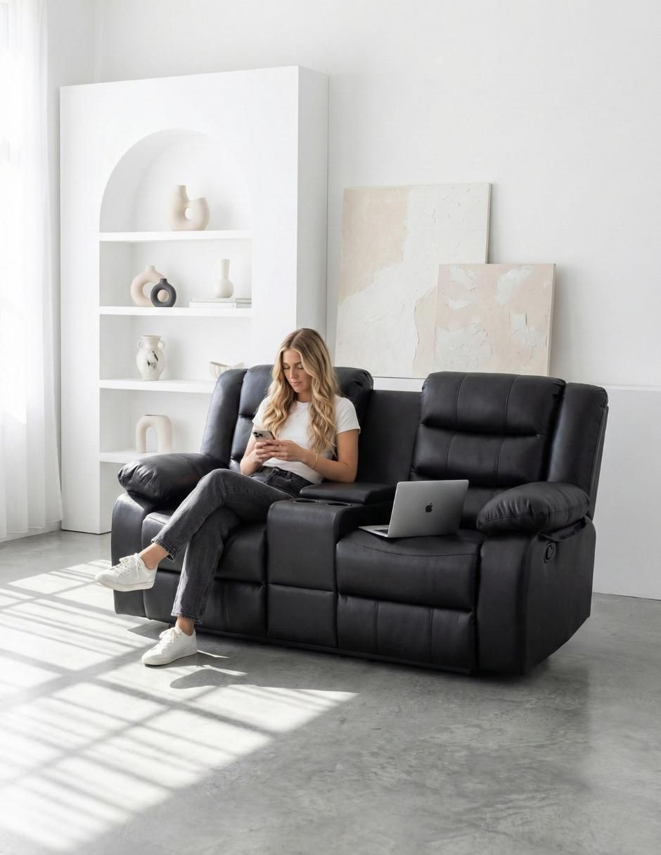 Reclinable Love Seat Bryce de vinipiel 4
