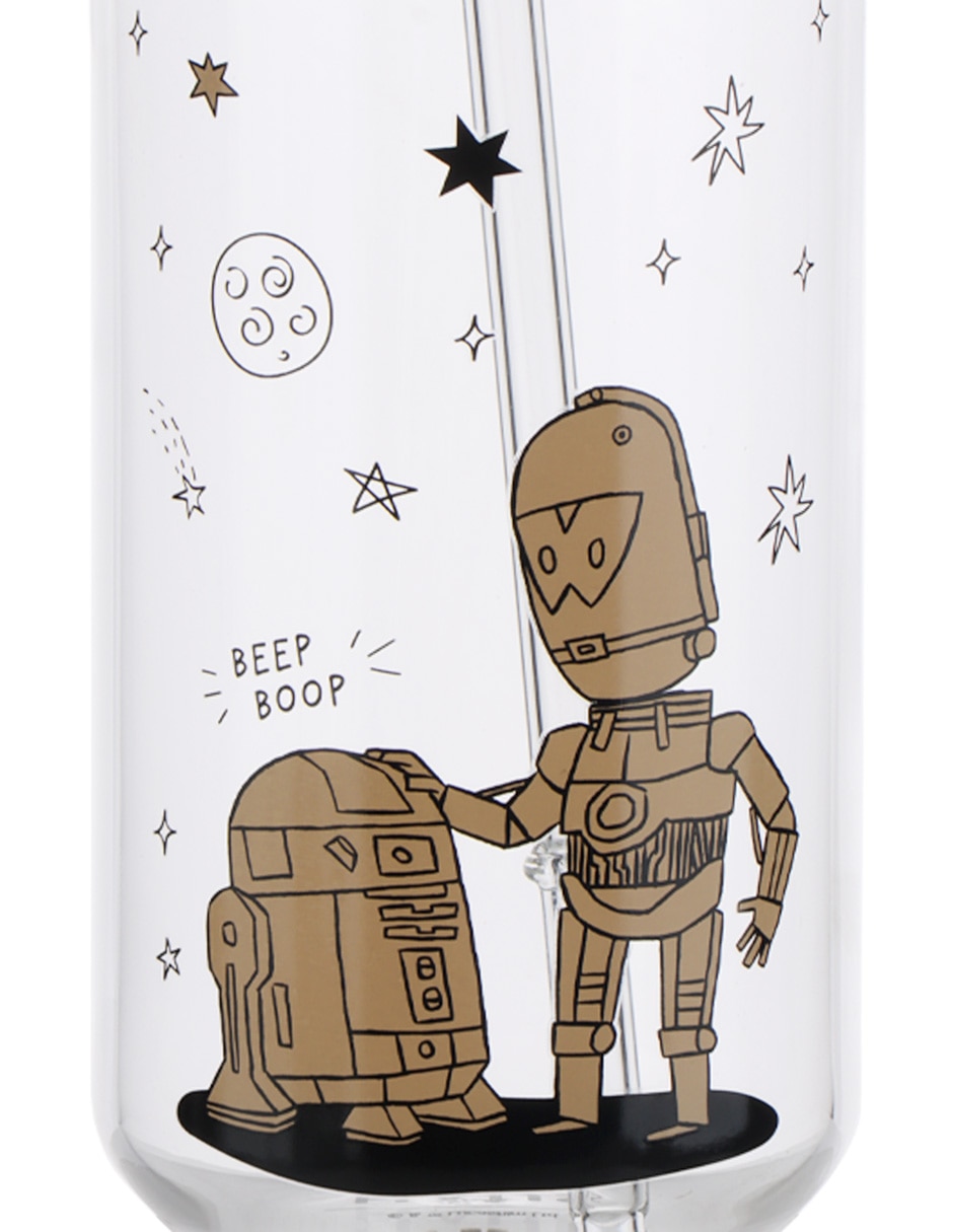 Vaso con tapa y popote haus kids de vidrio 3