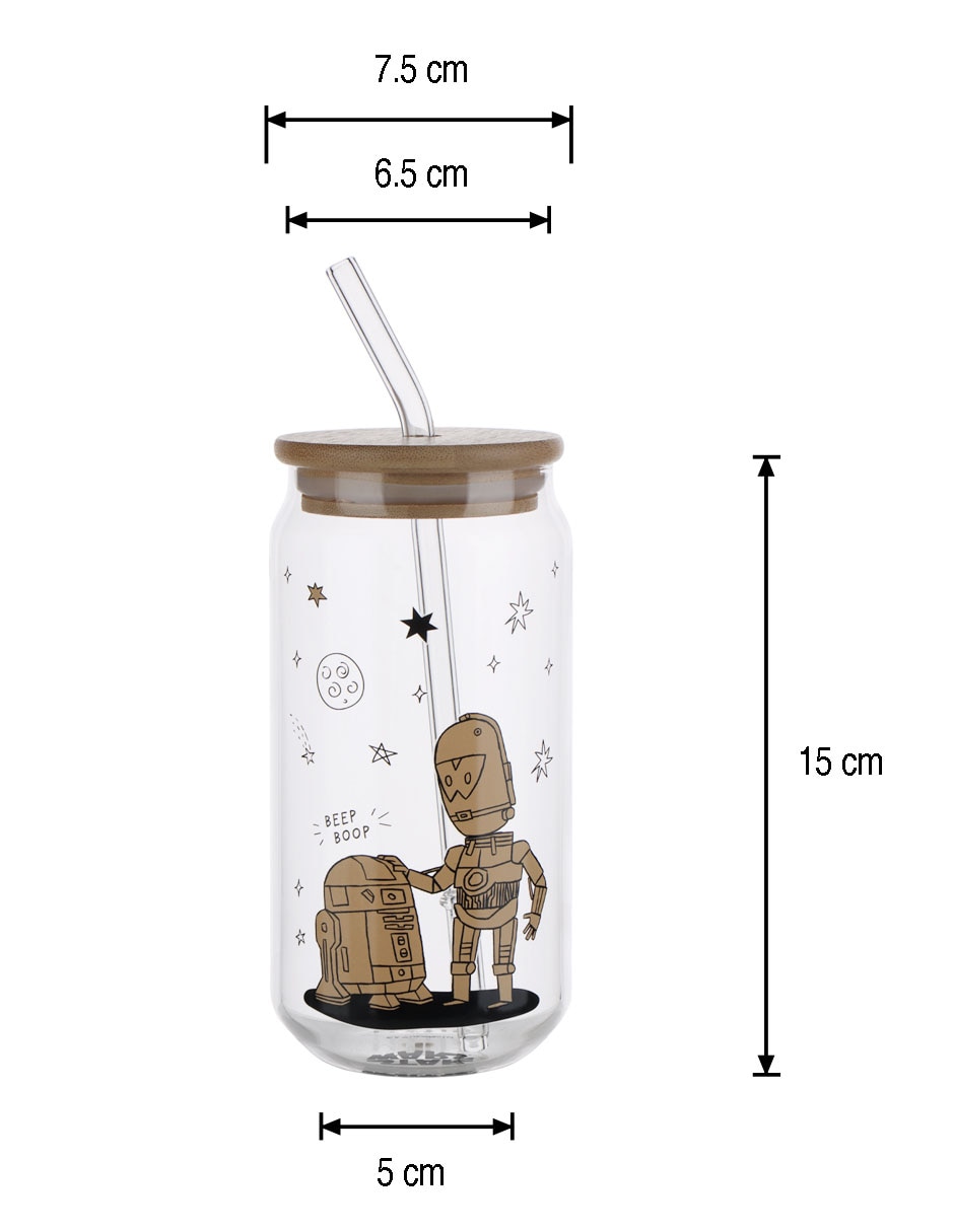 Vaso con tapa y popote haus kids de vidrio Vaso con tapa y popote haus kids de vidrio
