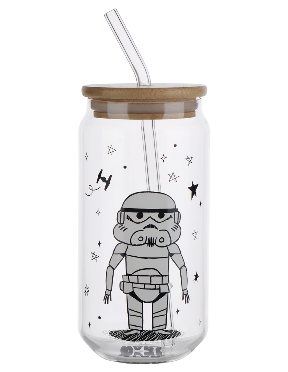 Vaso con tapa y popote haus kids de vidrio 1