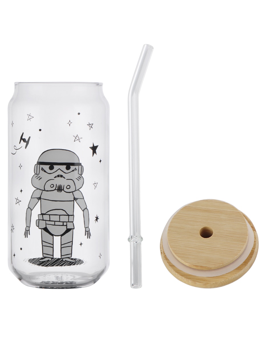Vaso con tapa y popote haus kids de vidrio 2