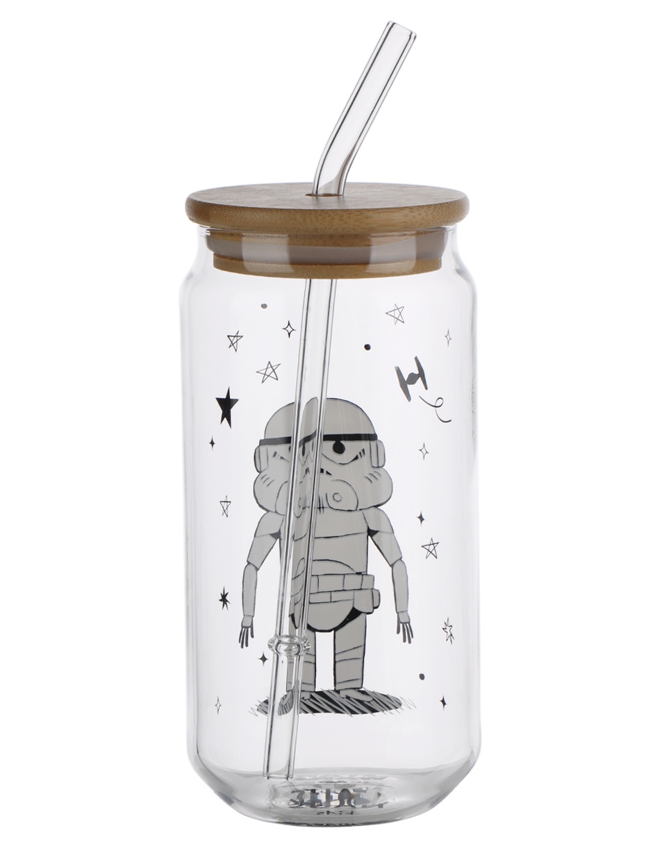 Vaso con tapa y popote haus kids de vidrio 4