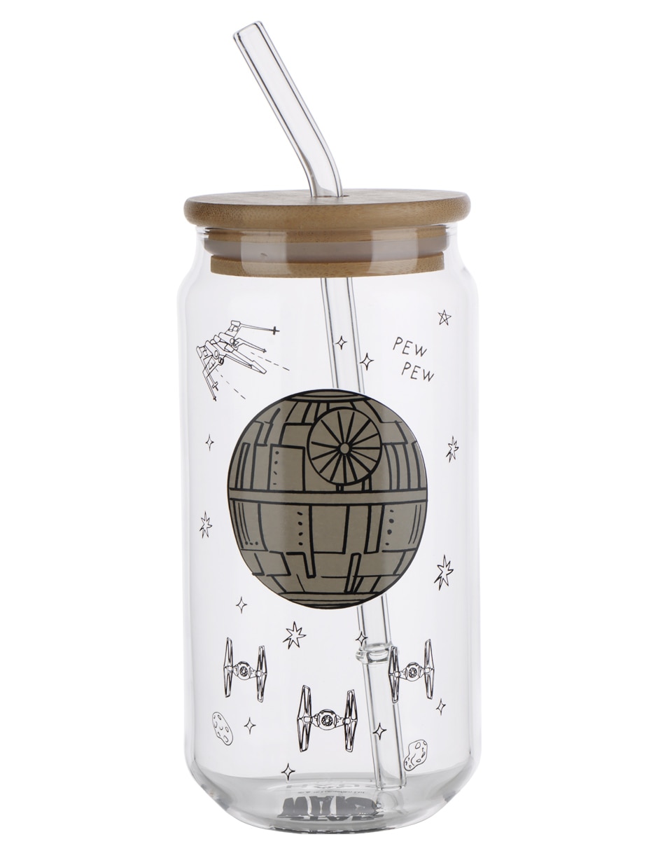 Vaso con tapa y popote Haus Kids de vidrio 1
