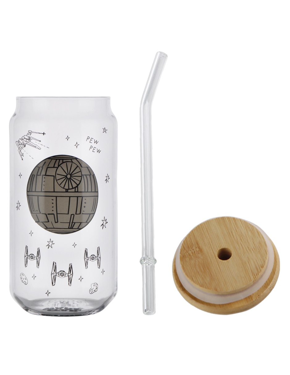 Vaso con tapa y popote Haus Kids de vidrio 2
