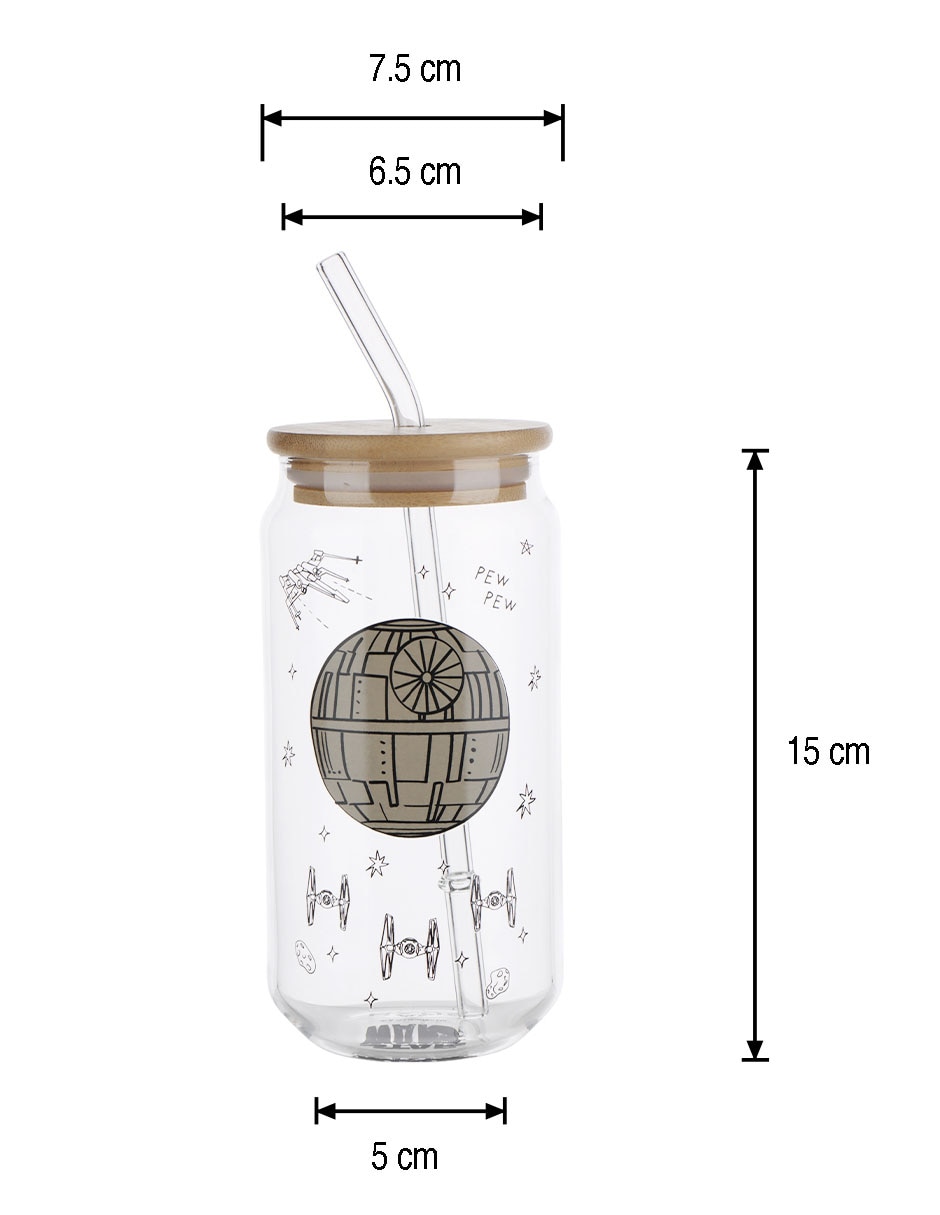 Vaso con tapa y popote Haus Kids de vidrio 6