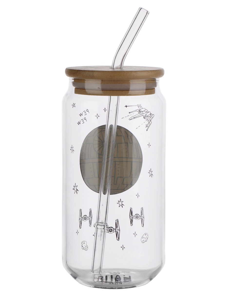 Vaso con tapa y popote Haus Kids de vidrio 4