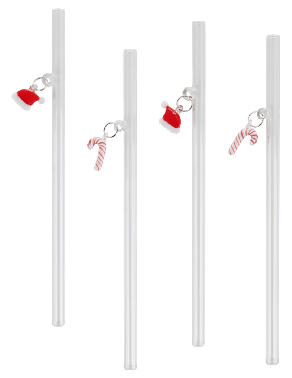 Set de popotes haus holidays de vidrio con 4 piezas 1