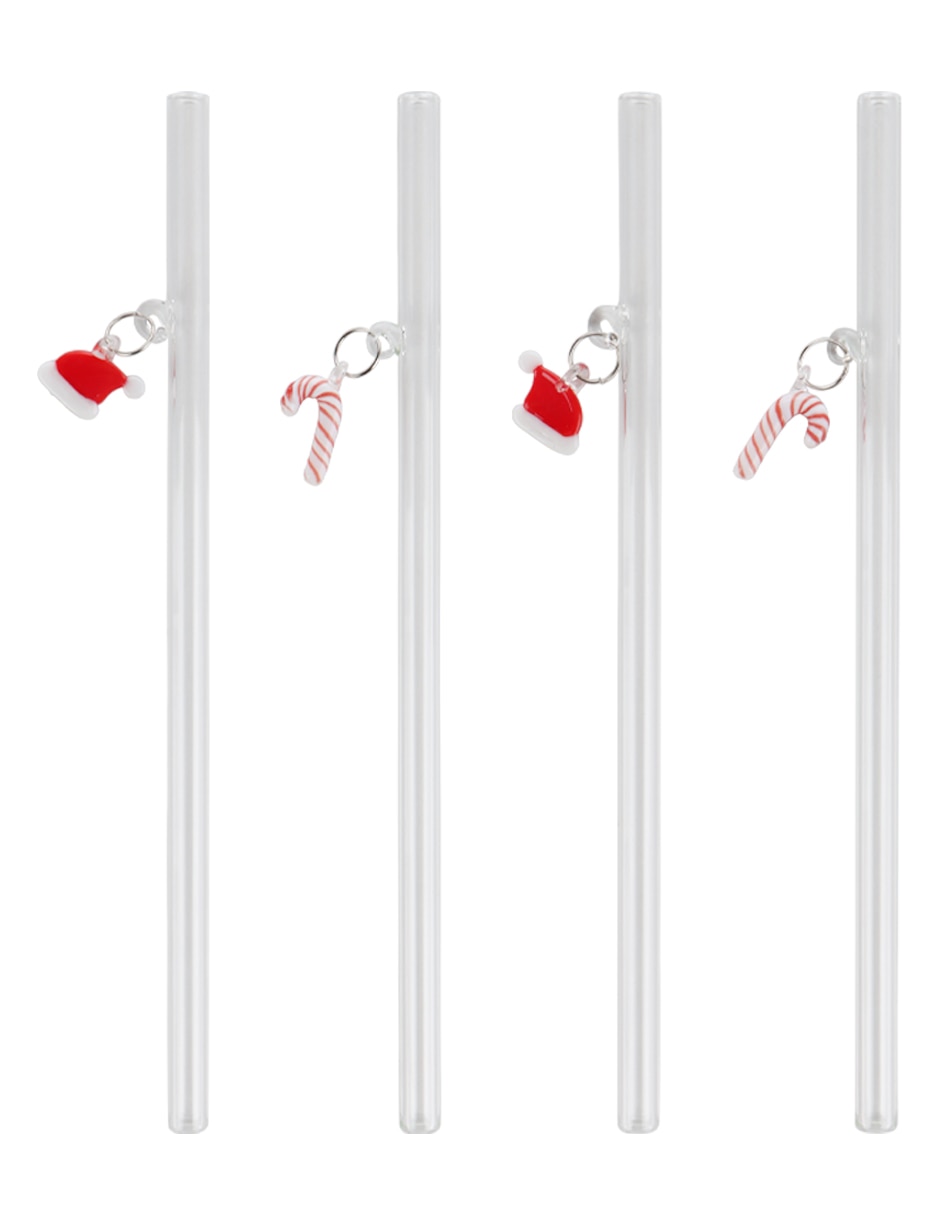 Set de popotes haus holidays de vidrio con 4 piezas 2