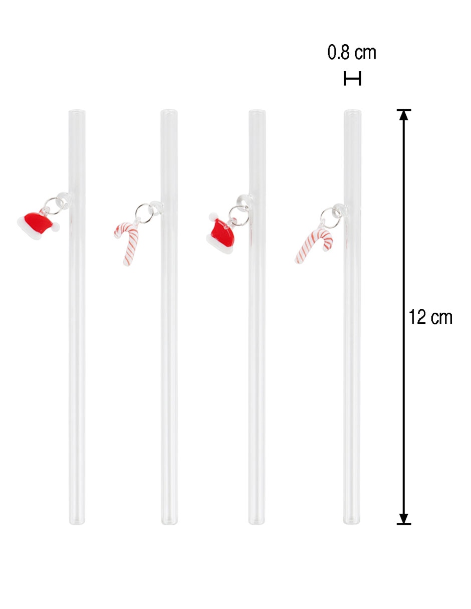 Set de popotes haus holidays de vidrio con 4 piezas 5