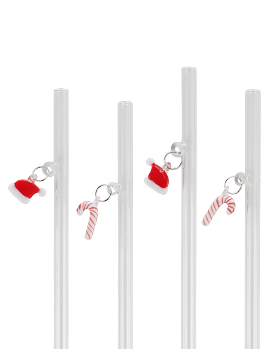 Set de popotes haus holidays de vidrio con 4 piezas 3