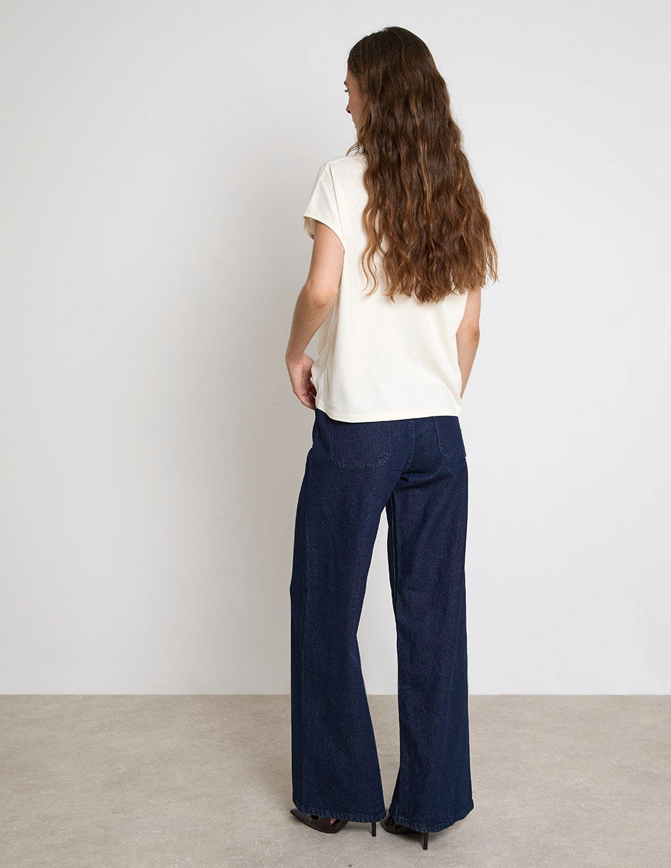 Jeans wide leg cintura alta para mujer 2