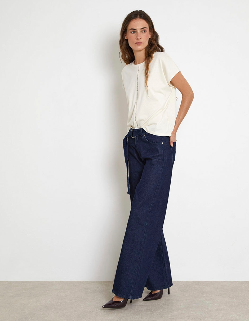 Jeans wide leg cintura alta para mujer 3
